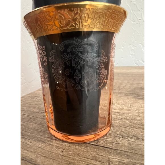 Vintage Tiffin Franciscan Rambler Rose Pink Etched Gold Rim Glasses Set of 6 - Picture 11 of 11